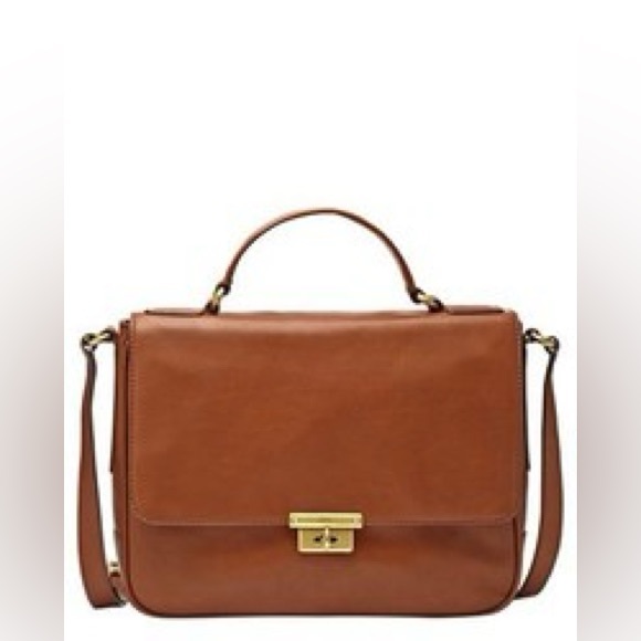 Fossil Handbags - Fossil Brown Leather Memoir Novel Flap Crossbody Messenger Satchel Handbag